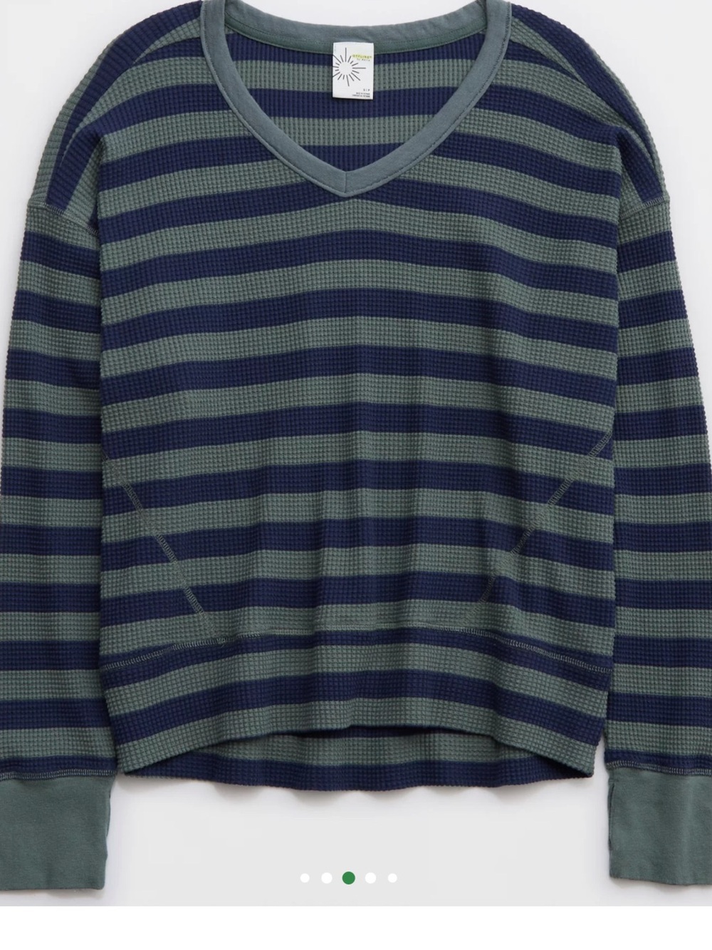 aerie Long Sleeve V-Neck Waffle Top